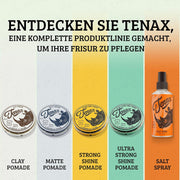 Tenax Ultra Strong Shine Pomade 125 ml, Cera capelli uomo con tenuta altissima, Cera per capelli a base d'acqua da usare su capelli asciutti o umidi, Hair wax per un'acconciatura lucida e morbida